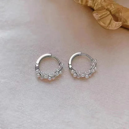 C Shaped Wrapped Pearl Earrings